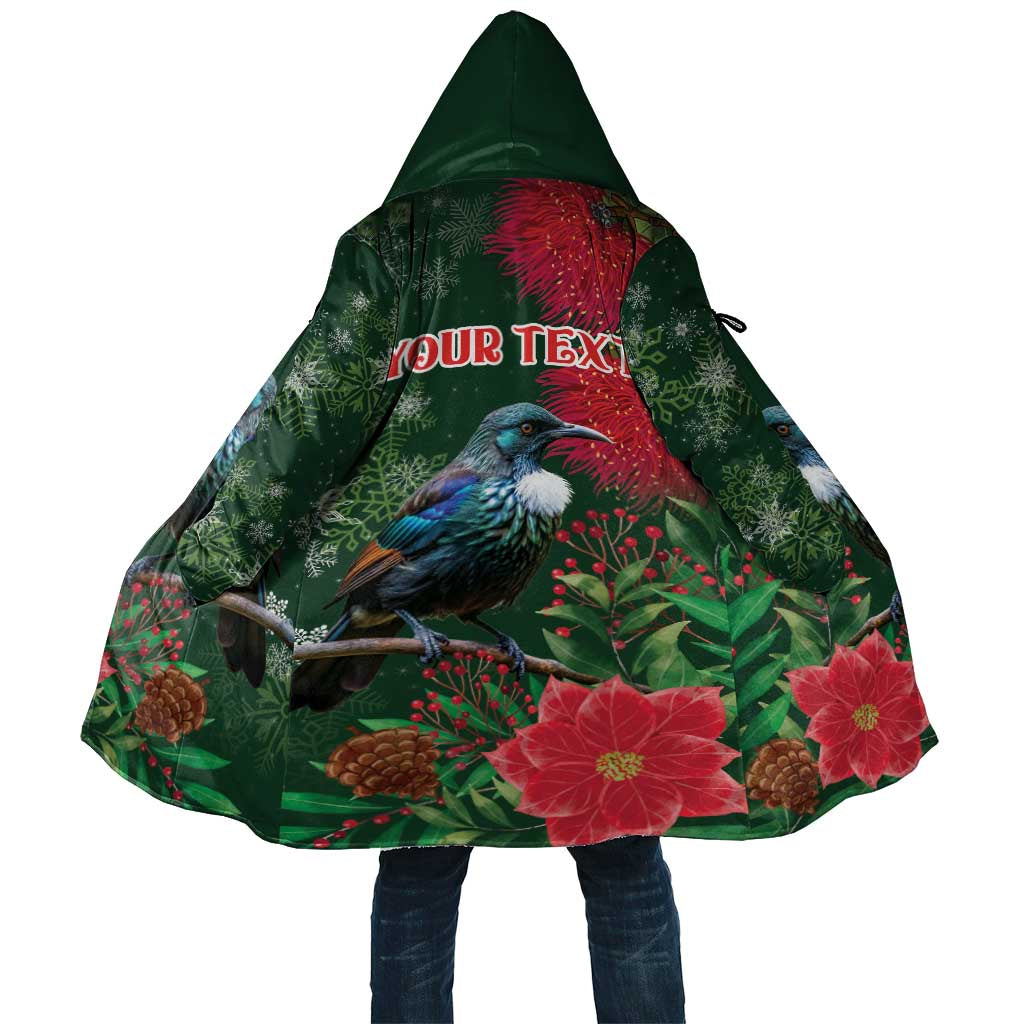Tui Meri Kirihimete Personalised Cloak Pohutukawa Flowers Green Motif - Polynesian Pride