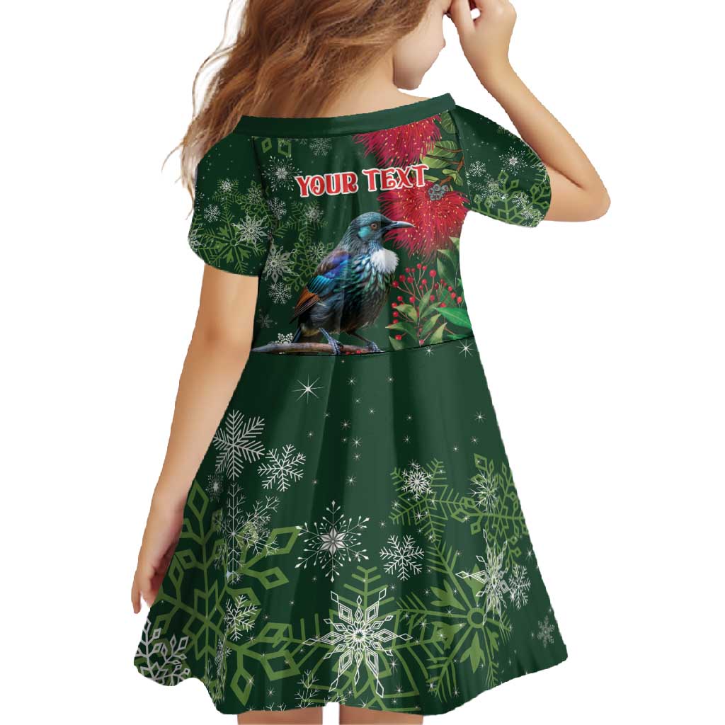 Tui Meri Kirihimete Personalised Family Matching Off Shoulder Maxi Dress and Hawaiian Shirt Pohutukawa Flowers Green Motif - Polynesian Pride