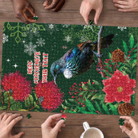 Tui Meri Kirihimete Personalised Puzzle Pohutukawa Flowers Green Motif LT9 - Polynesian Pride