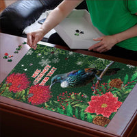 Tui Meri Kirihimete Personalised Puzzle Pohutukawa Flowers Green Motif LT9 - Polynesian Pride