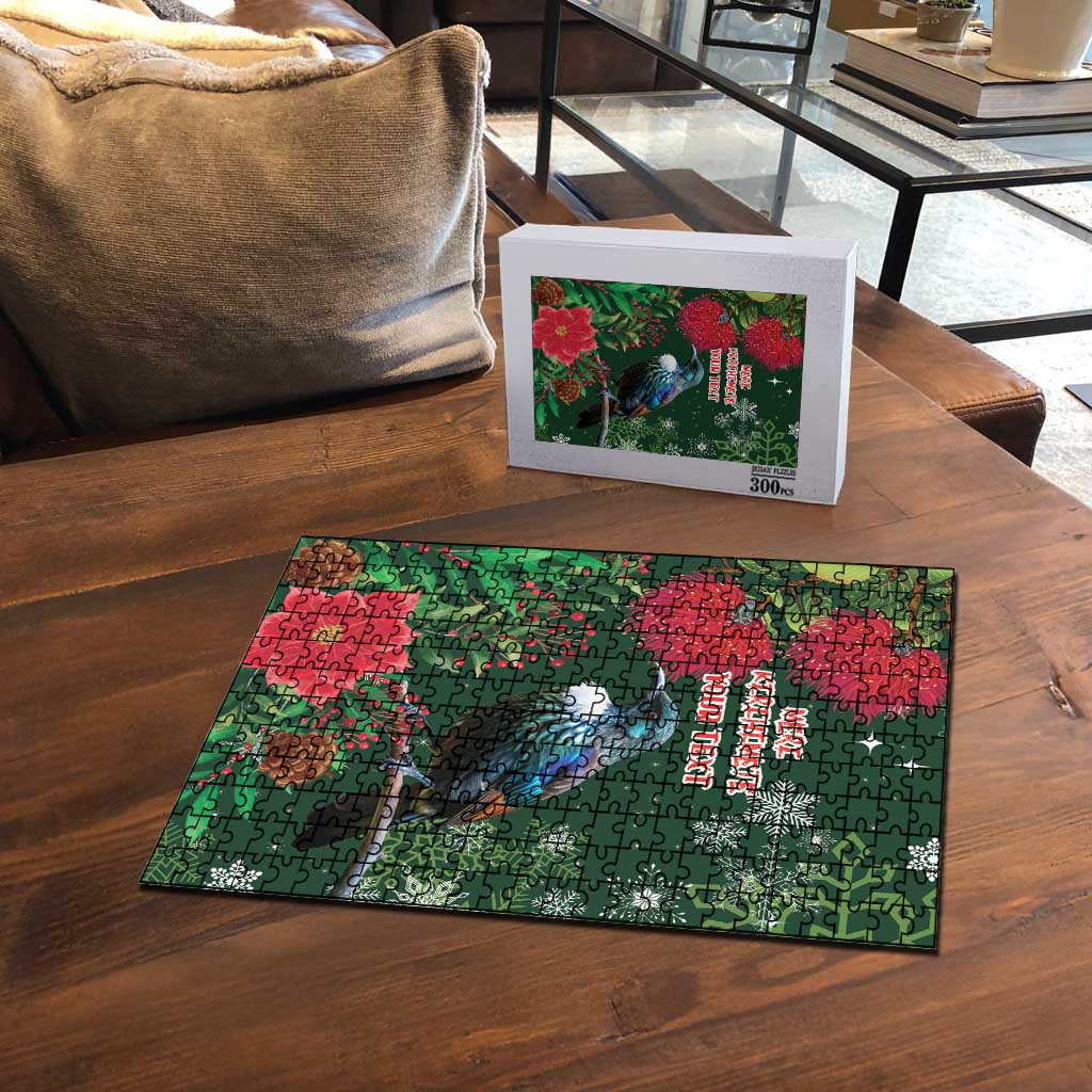 Tui Meri Kirihimete Personalised Puzzle Pohutukawa Flowers Green Motif LT9 - Polynesian Pride