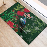 Tui Meri Kirihimete Personalised Rubber Doormat Pohutukawa Flowers Green Motif LT9 - Polynesian Pride