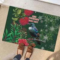 Tui Meri Kirihimete Personalised Rubber Doormat Pohutukawa Flowers Green Motif LT9 - Polynesian Pride