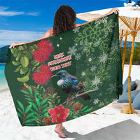Tui Meri Kirihimete Personalised Sarong Pohutukawa Flowers Green Motif - Polynesian Pride
