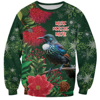 Tui Meri Kirihimete Personalised Sweatshirt Pohutukawa Flowers Green Motif LT9 Unisex Green - Polynesian Pride