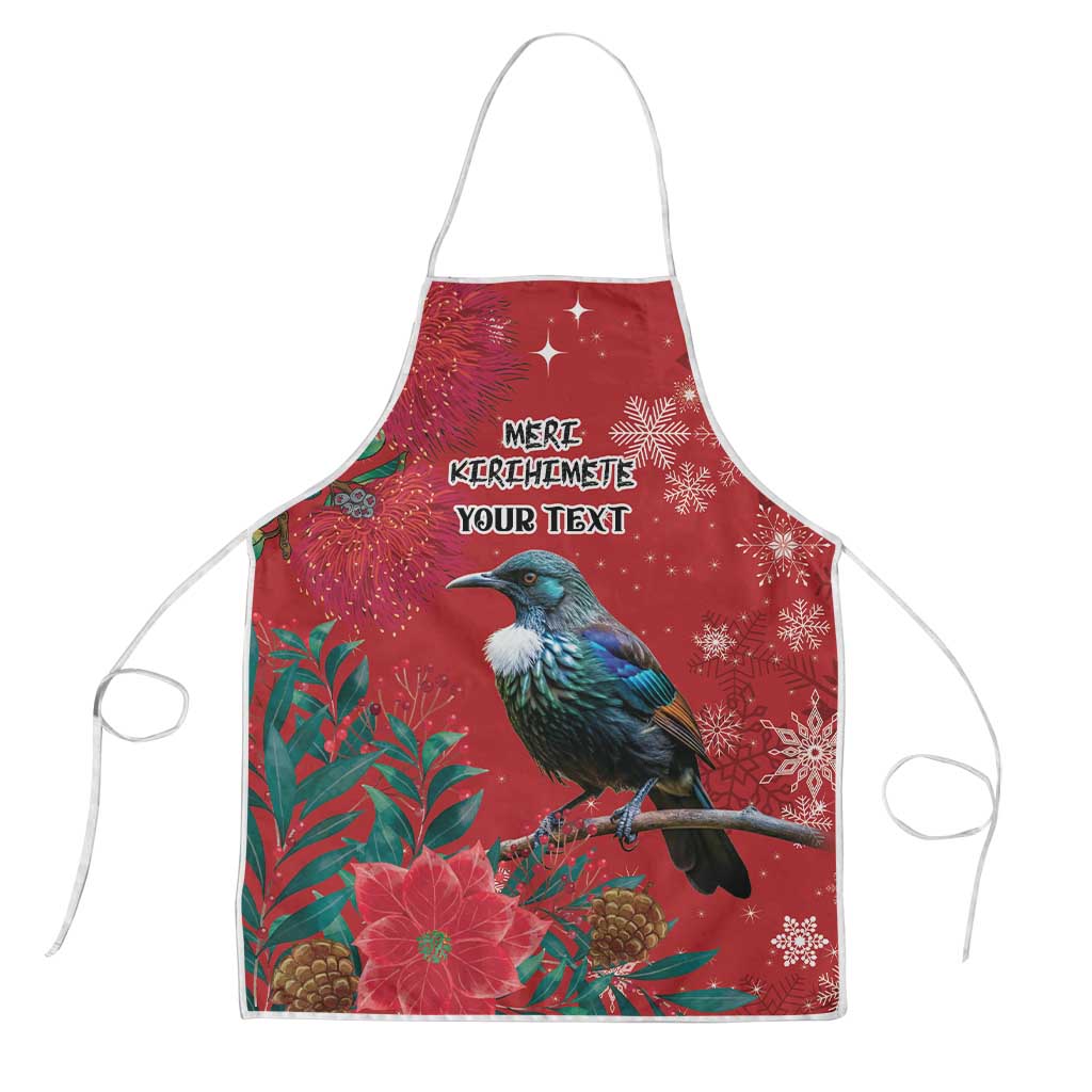 Tui Meri Kirihimete Personalised Apron Pohutukawa Flowers Red Motif LT9 Red - Polynesian Pride