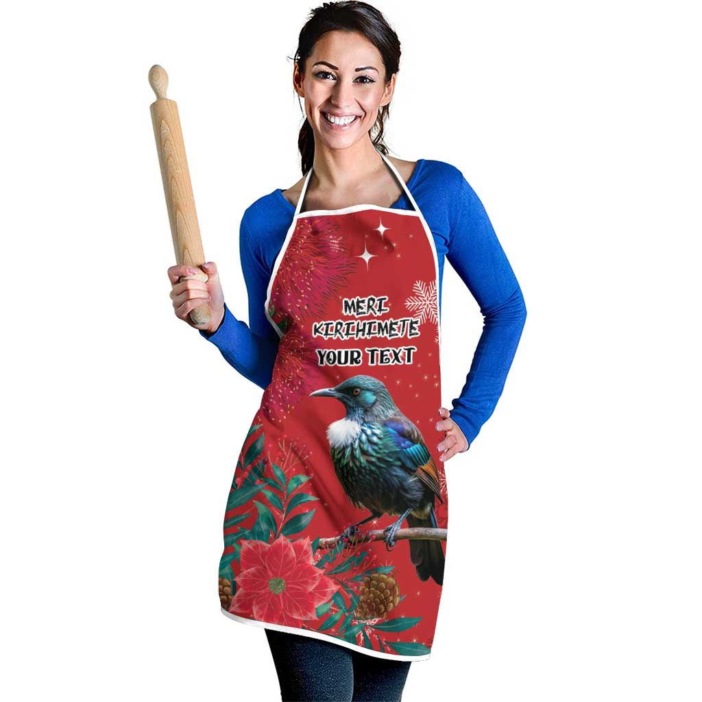 Tui Meri Kirihimete Personalised Apron Pohutukawa Flowers Red Motif LT9 - Polynesian Pride