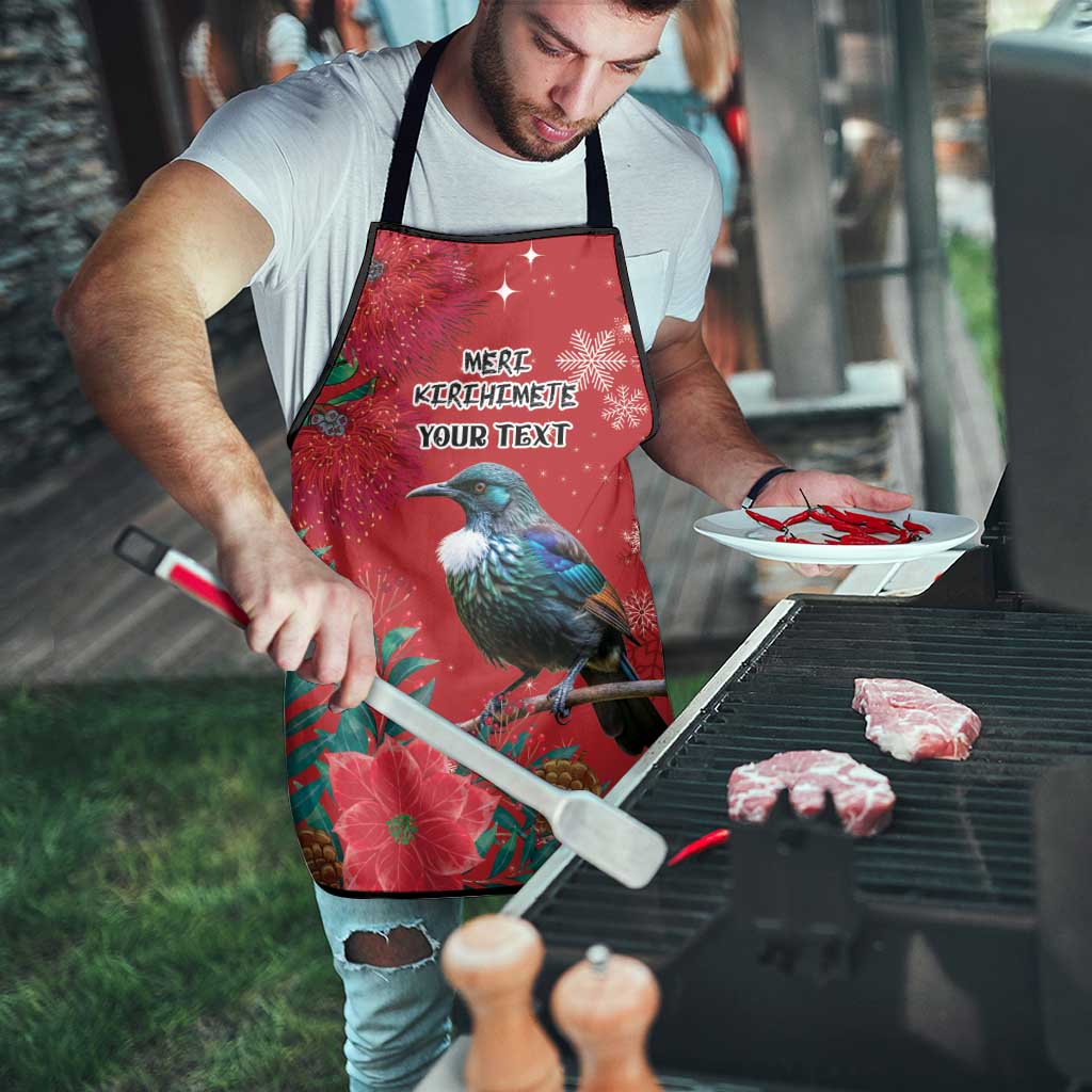 Tui Meri Kirihimete Personalised Apron Pohutukawa Flowers Red Motif LT9 - Polynesian Pride