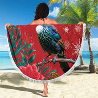 Tui Meri Kirihimete Personalised Beach Blanket Pohutukawa Flowers Red Motif LT9 - Polynesian Pride