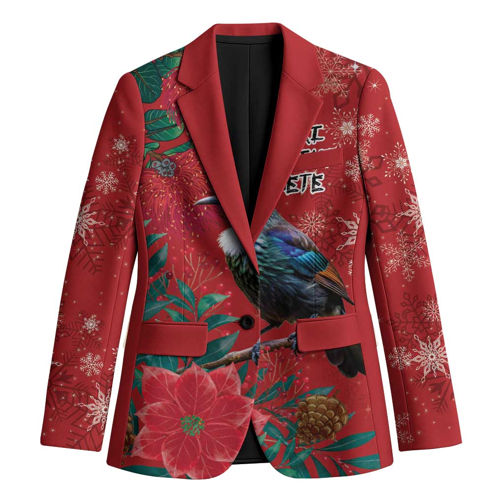 Tui Meri Kirihimete Personalised Blazer Pohutukawa Flowers Red Motif LT9 Unisex Red - Polynesian Pride