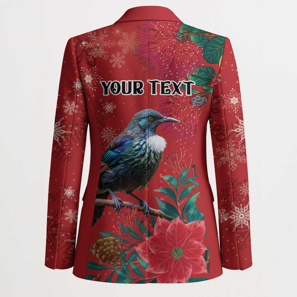 Tui Meri Kirihimete Personalised Blazer Pohutukawa Flowers Red Motif LT9 - Polynesian Pride