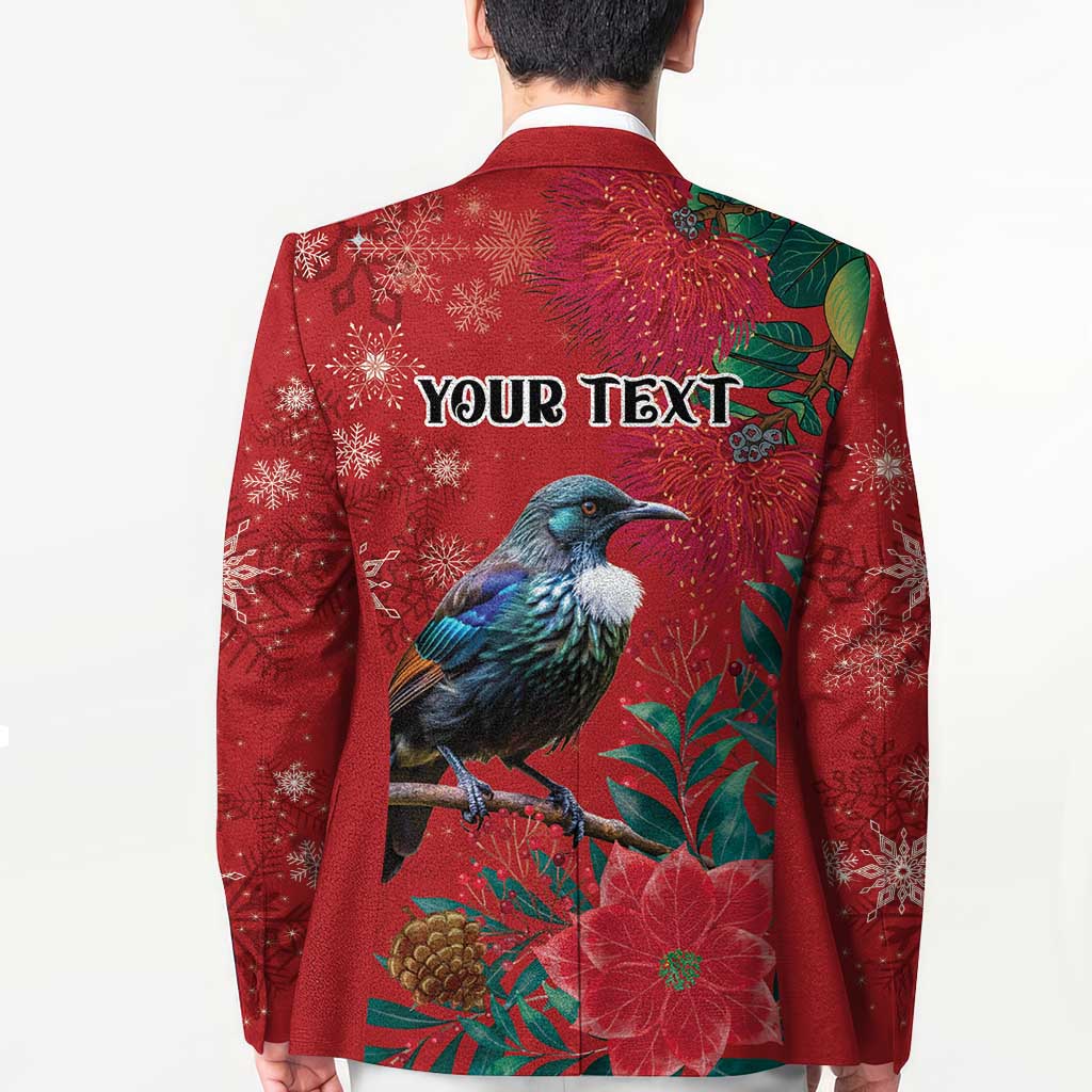Tui Meri Kirihimete Personalised Blazer Pohutukawa Flowers Red Motif LT9 - Polynesian Pride