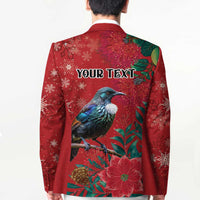 Tui Meri Kirihimete Personalised Blazer Pohutukawa Flowers Red Motif LT9 - Polynesian Pride