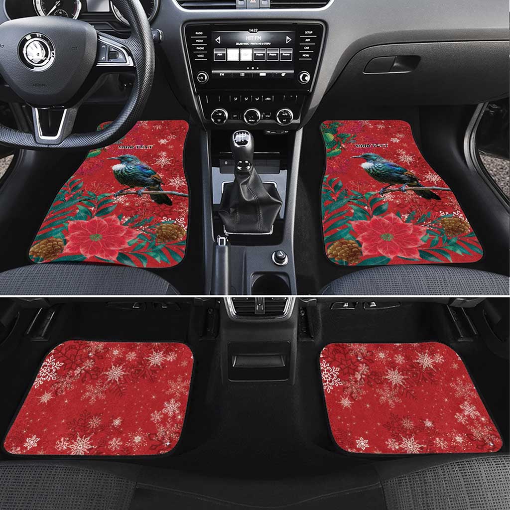 Tui Meri Kirihimete Personalised Car Mats Pohutukawa Flowers Red Motif - Polynesian Pride