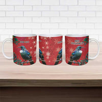 Tui Meri Kirihimete Personalised Ceramic Mug Pohutukawa Flowers Red Motif - Polynesian Pride