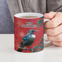 Tui Meri Kirihimete Personalised Ceramic Mug Pohutukawa Flowers Red Motif - Polynesian Pride