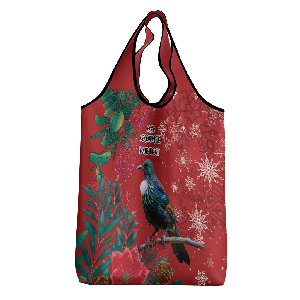 Tui Meri Kirihimete Personalised Grocery Bag Pohutukawa Flowers Red Motif LT9 - Polynesian Pride