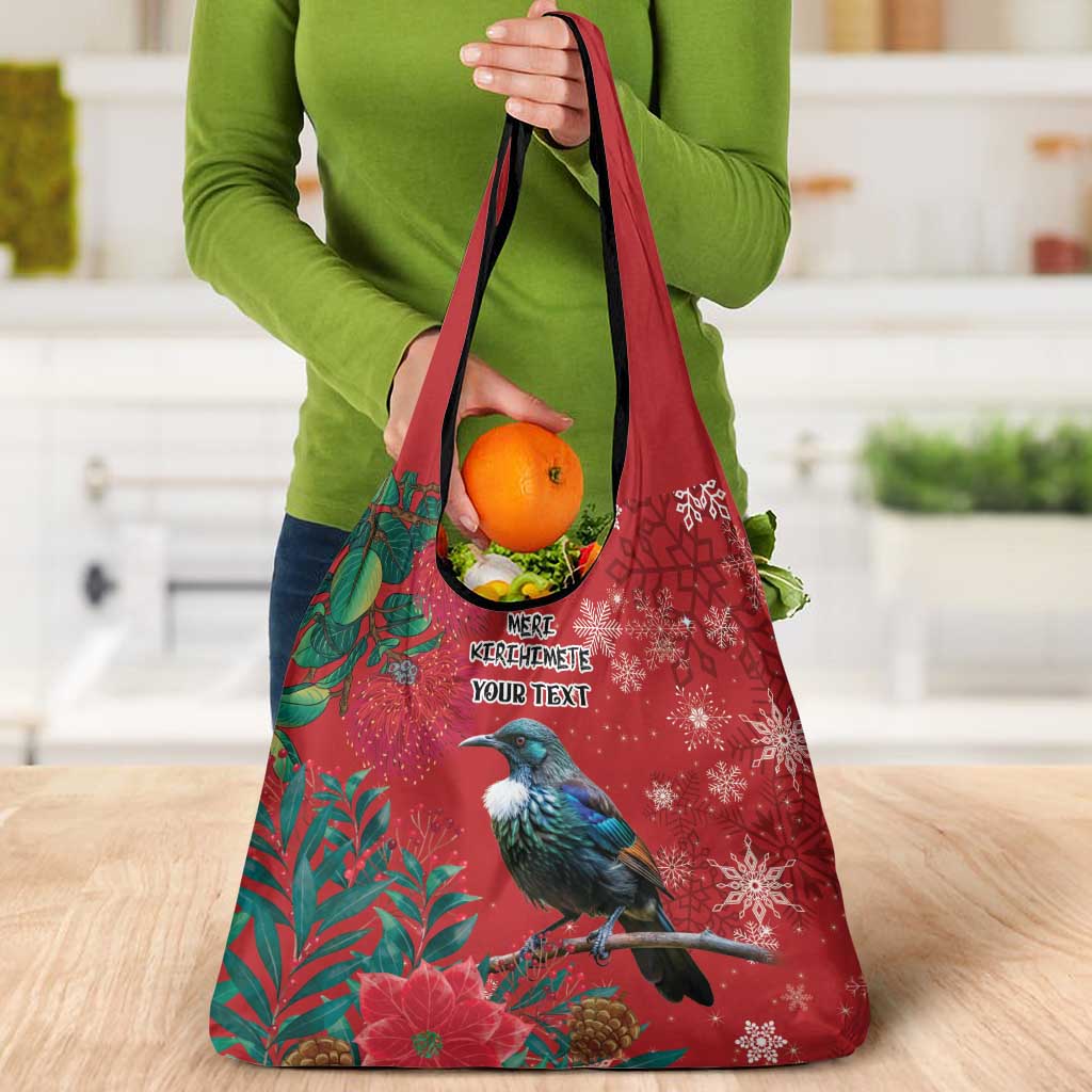 Tui Meri Kirihimete Personalised Grocery Bag Pohutukawa Flowers Red Motif LT9 - Polynesian Pride