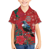 Tui Meri Kirihimete Personalised Hawaiian Shirt Pohutukawa Flowers Red Motif - Polynesian Pride