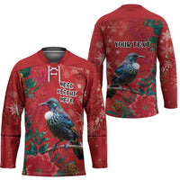 Tui Meri Kirihimete Personalised Hockey Jersey Pohutukawa Flowers Red Motif - Polynesian Pride