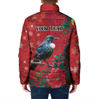 Tui Meri Kirihimete Personalised Padded Jacket Pohutukawa Flowers Red Motif LT9 - Polynesian Pride