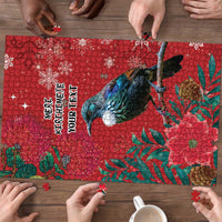 Tui Meri Kirihimete Personalised Puzzle Pohutukawa Flowers Red Motif LT9 - Polynesian Pride