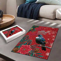 Tui Meri Kirihimete Personalised Puzzle Pohutukawa Flowers Red Motif LT9 - Polynesian Pride