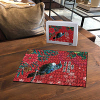 Tui Meri Kirihimete Personalised Puzzle Pohutukawa Flowers Red Motif LT9 - Polynesian Pride