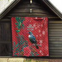 Tui Meri Kirihimete Personalised Quilt Pohutukawa Flowers Red Motif - Polynesian Pride