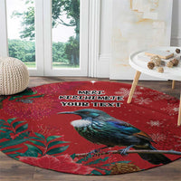 Tui Meri Kirihimete Personalised Round Carpet Pohutukawa Flowers Red Motif - Polynesian Pride