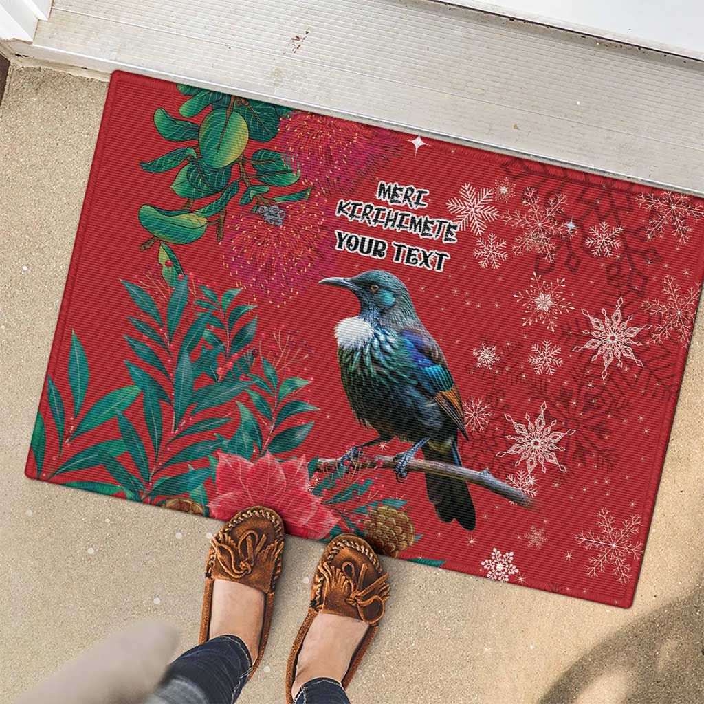 Tui Meri Kirihimete Personalised Rubber Doormat Pohutukawa Flowers Red Motif LT9 - Polynesian Pride