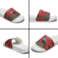 Tui Meri Kirihimete Personalised Slide Sandals Pohutukawa Flowers Red Motif LT9 - Polynesian Pride