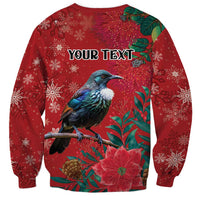 Tui Meri Kirihimete Personalised Sweatshirt Pohutukawa Flowers Red Motif LT9 - Polynesian Pride