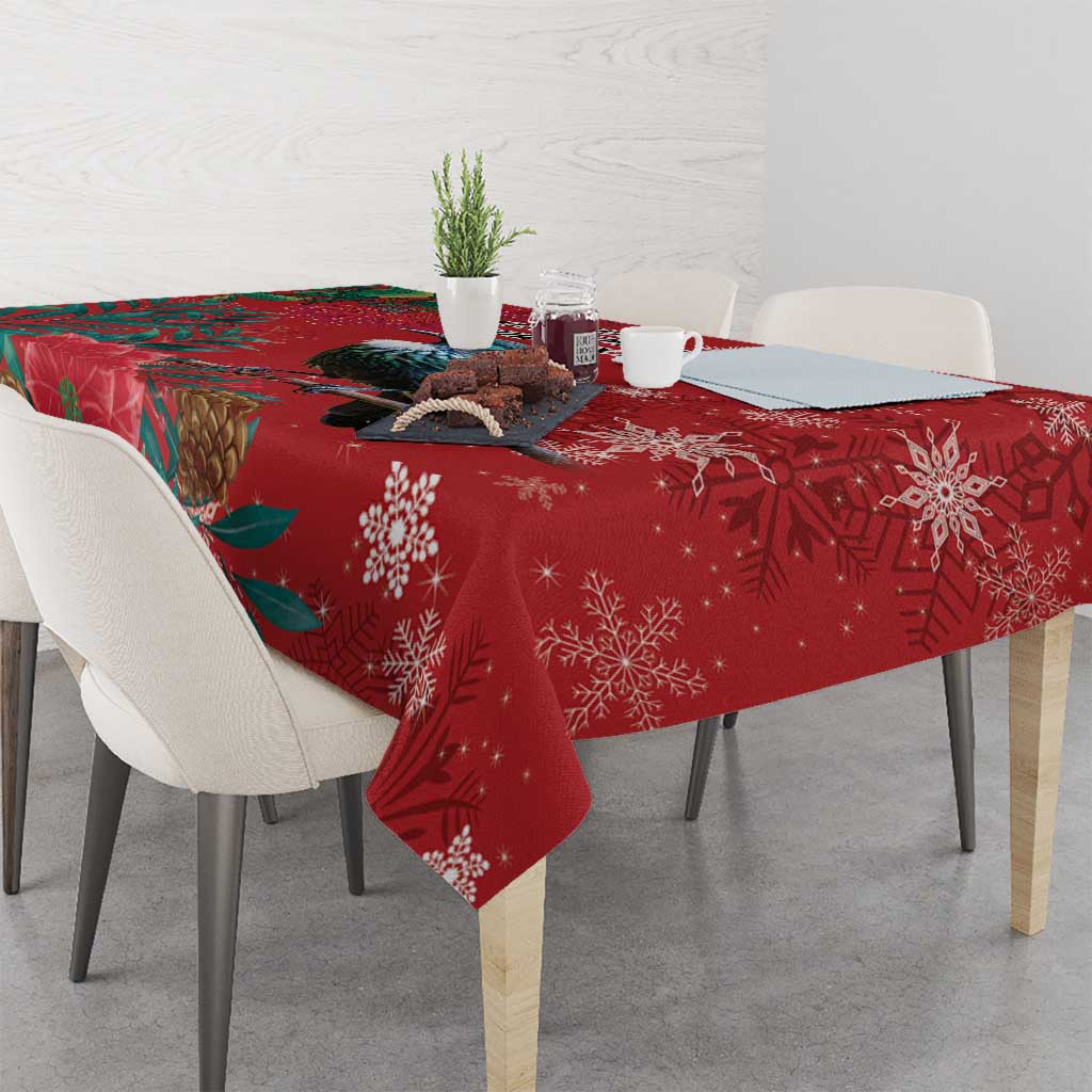 Tui Meri Kirihimete Personalised Tablecloth Pohutukawa Flowers Red Motif LT9 - Polynesian Pride