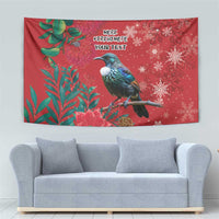 Tui Meri Kirihimete Personalised Tapestry Pohutukawa Flowers Red Motif - Polynesian Pride