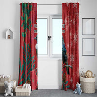 Tui Meri Kirihimete Personalised Window Curtain Pohutukawa Flowers Red Motif - Polynesian Pride