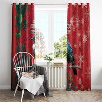 Tui Meri Kirihimete Personalised Window Curtain Pohutukawa Flowers Red Motif - Polynesian Pride