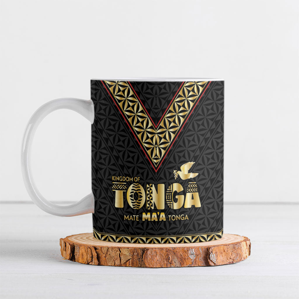 Mate Ma'a Tonga Ceramic Mug Tongan Sipi Tau Ngatu Inspired Black LT9 Black - Polynesian Pride