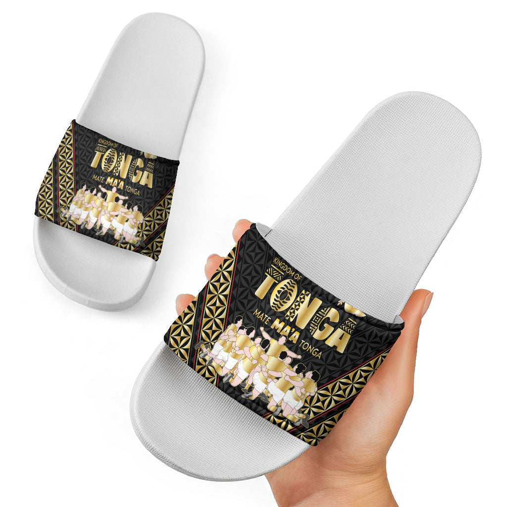 Mate Ma'a Tonga Slide Sandals Tongan Sipi Tau Ngatu Inspired Black LT9 - Polynesian Pride