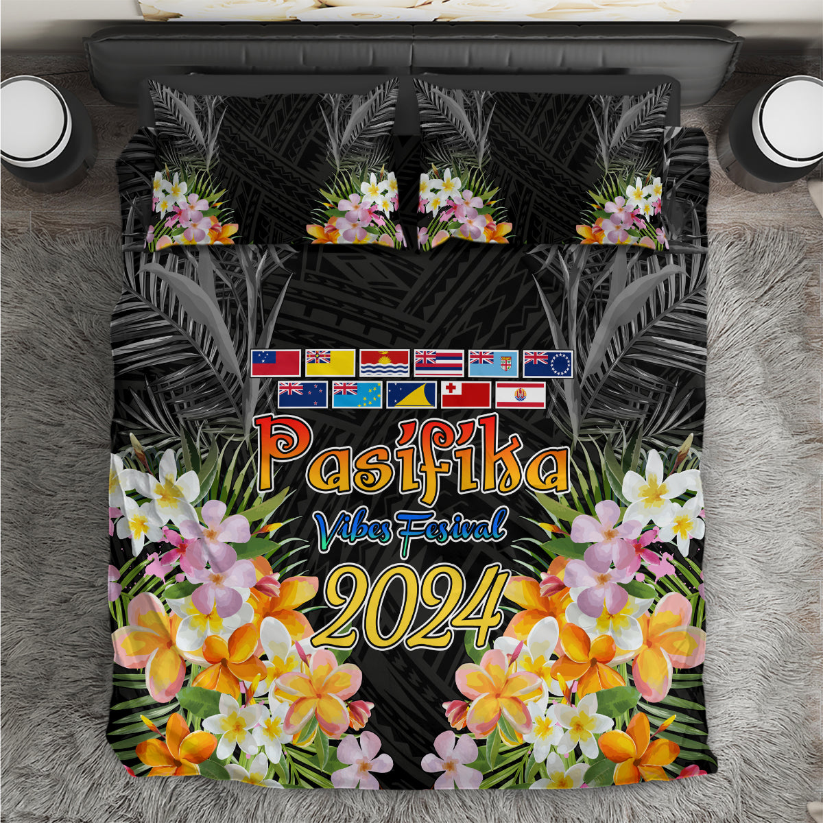 Pasifika Vibes Festival 2024 Auckland Bedding Set LT9 Black - Polynesian Pride