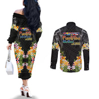Pasifika Vibes Festival 2024 Auckland Couples Matching Off The Shoulder Long Sleeve Dress and Long Sleeve Button Shirt LT9 - Polynesian Pride