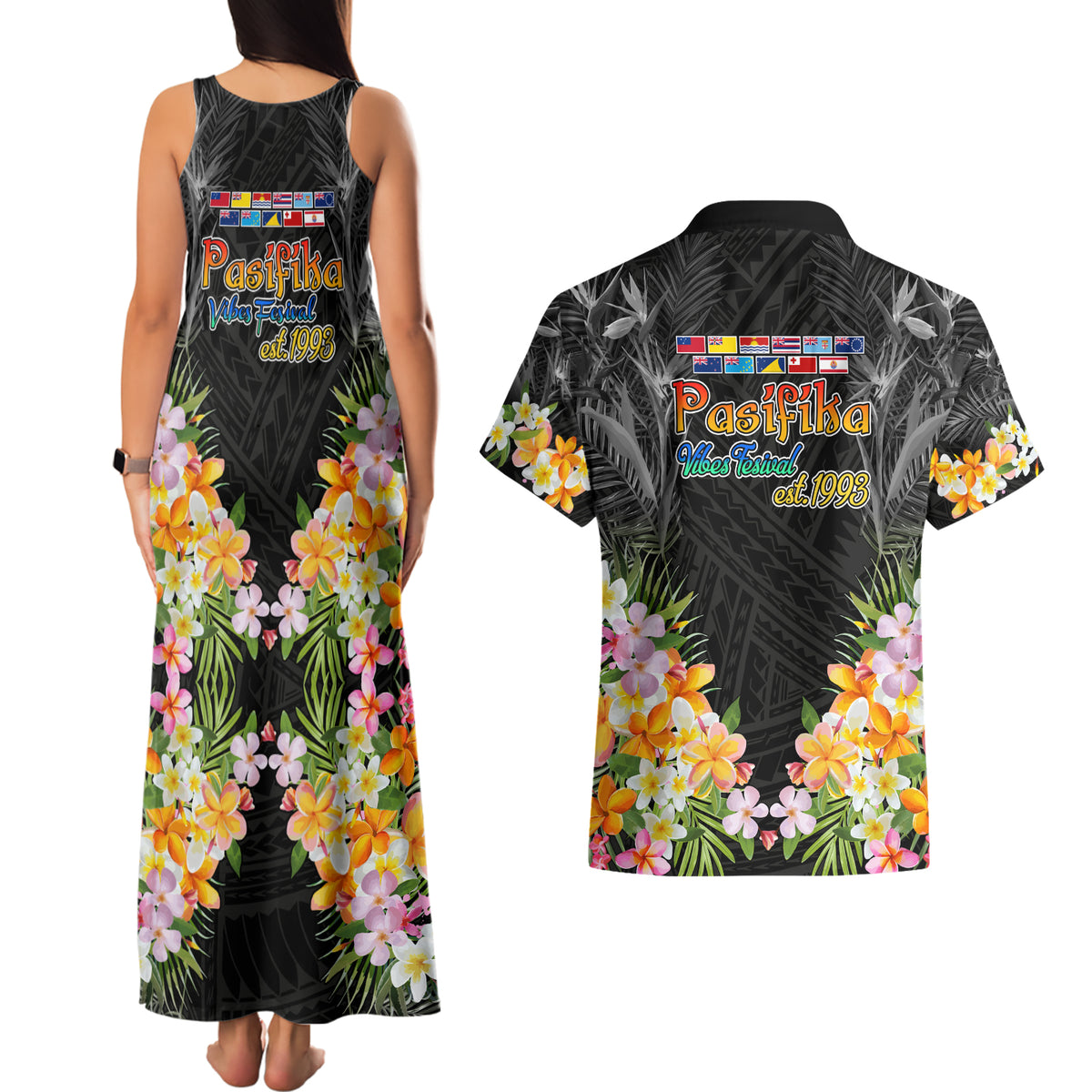 Pasifika Vibes Festival 2024 Auckland Couples Matching Tank Maxi Dress and Hawaiian Shirt LT9 - Polynesian Pride
