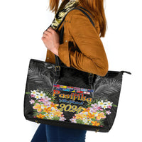 Pasifika Vibes Festival 2024 Auckland Leather Tote Bag LT9 Black - Polynesian Pride