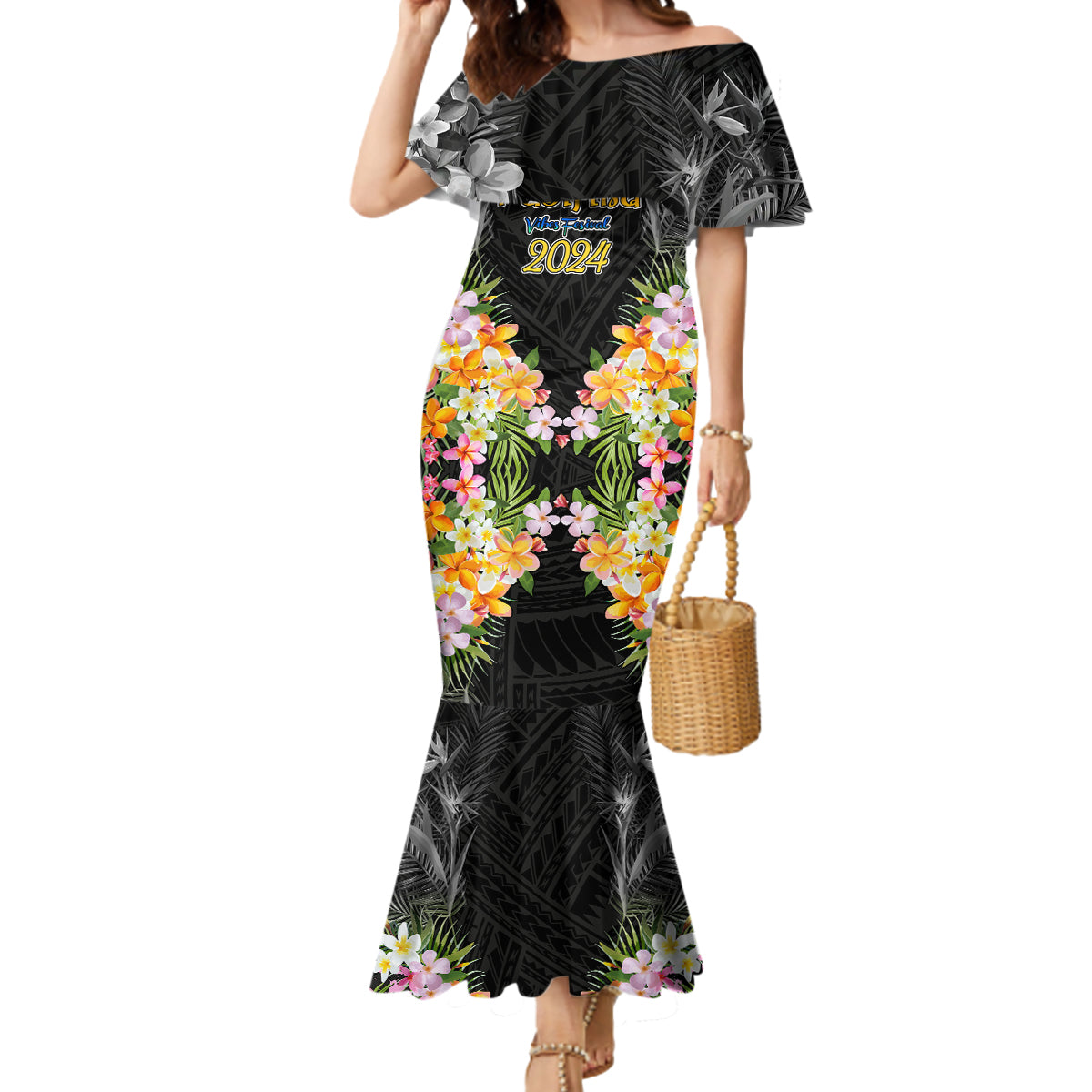 Pasifika Vibes Festival 2024 Auckland Mermaid Dress LT9 Women Black - Polynesian Pride