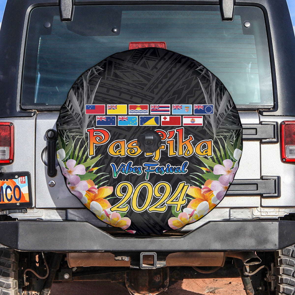 Pasifika Vibes Festival 2024 Auckland Spare Tire Cover LT9 Black - Polynesian Pride