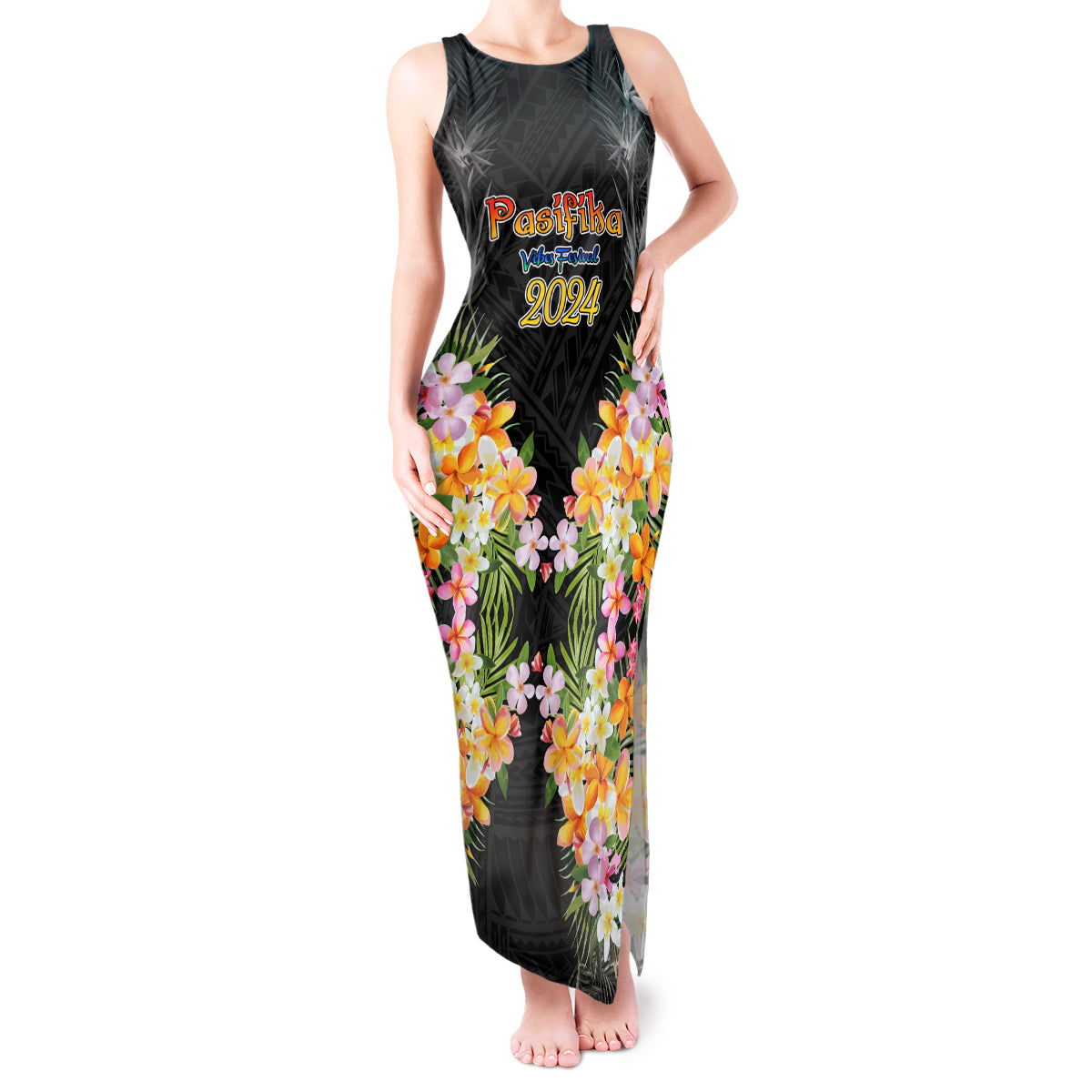 Pasifika Vibes Festival 2024 Auckland Tank Maxi Dress LT9 Women Black - Polynesian Pride