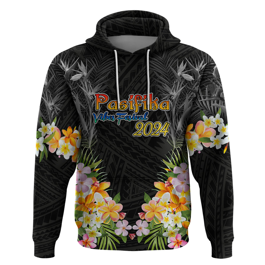 Pasifika Vibes Festival 2024 Auckland Zip Hoodie LT9 Pullover Hoodie Black - Polynesian Pride
