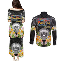 Pasifika Vibes Festival 2024 Couples Matching Puletasi and Long Sleeve Button Shirt Kanaka Maoli With Hawaiian Islands LT9 - Polynesian Pride
