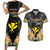 Pasifika Vibes Festival 2024 Couples Matching Short Sleeve Bodycon Dress and Hawaiian Shirt Kanaka Maoli With Hawaiian Islands LT9 Black - Polynesian Pride