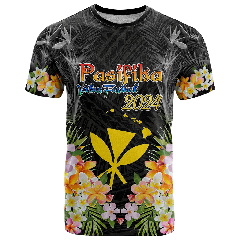 Pasifika Vibes Festival 2024 T Shirt Kanaka Maoli With Hawaiian Islands LT9 Black - Polynesian Pride